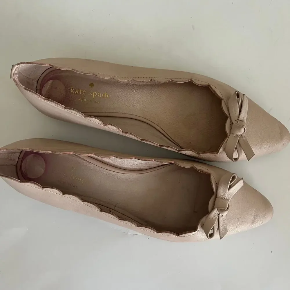 Kate Spade ‘Elent' Women's 8.5M Flex Scalloped Pink Pointed Toe Ballet Flat